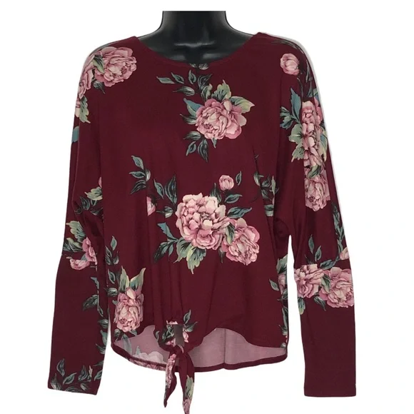 IZ BYER floral crisscross back tie front top | M - Picture 1 of 10